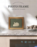 VIYYIEA Vintage Gold Framed Wall Art for Living Room, Swan Canvas Prints Home Decor, Oil Painting Picture, Bedroom Wall Decor Gifts for Friends or Family -【Swan Green】-(10L x 8W)