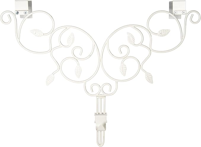[Front Door WREATH HANGER] - Ivy Design | ADJUSTABLE Hook Length for Tall and Small Doors | PADDING to Prevent Damage like Scratch and Dents | Heavy Duty Cast Iron Metal Hangar - (White)
