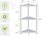 Wisuce Corner Shelf, 100% Real Bamboo Shower Corner Shelves Free Standing Shelf Storage Organizer for Bathroom Living Room Kitchen (White, 3 Tier)