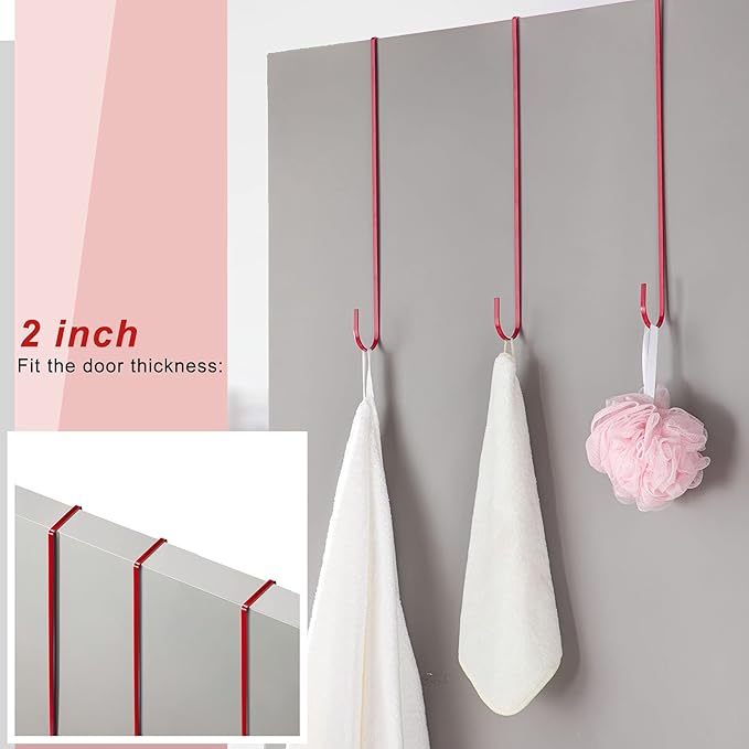 Hotop 15 Inch 4 Pcs Wreath Hangers for Front Door Steel Metal Wreath Doors Hanger Over The Door Hanger Hook Indoor or Outdoor for Christmas Halloween Front Decorations Welcome Sign(Red)
