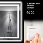 LOAAO 48"X40" LED Bathroom Mirror with Lights, Anti-Fog, Dimmable, Backlit + Front Lit, Lighted Bathroom Vanity Mirror for Wall, Memory Function, Tempered Glass, Shatter-Proof, ETL Listed