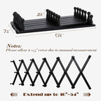 Wall Rack with 20 Hooks, Wooden Wall Expandable Coat Rack for Coat, Hats, Baseball Caps, Coffee Mug, Jewelry(Black)