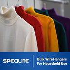 SPECILITE Wire Metal Clothes Hangers Bulk 150 Pack for Standard Size Suits, Coats, Shirts, Pants, Skirts, Space Saving, Non Slip,16 Inch 12 Gauge Ultra Thin, Silver