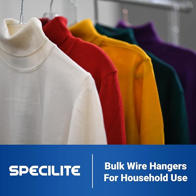 SPECILITE Wire Metal Clothes Hangers Bulk 150 Pack for Standard Size Suits, Coats, Shirts, Pants, Skirts, Space Saving, Non Slip,16 Inch 12 Gauge Ultra Thin, Silver