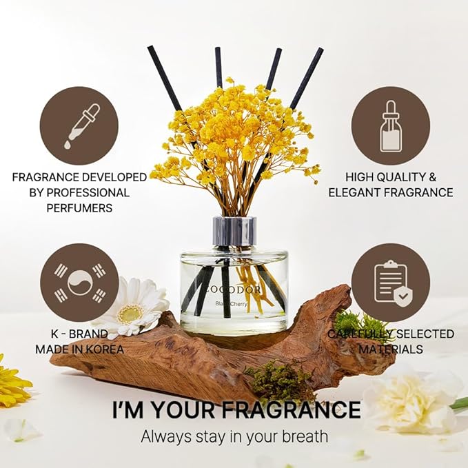 COCODOR Preserved Real Flower Reed Diffuser/Refreshing Air / 6.7oz(200ml) / 2 Pack/Reed Diffuser Set, Oil Diffuser & Reed Diffuser Sticks, Home Decor & Office