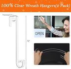 12 in Wreath-Hangers for Front Door,Door-Wreath-Hanger-Clear Over The Door Hooks,2 Pack Non-Scratch-Door-Hanger Hook for Easter Christmas Halloween Fall Wreath Decorations,Welcome Sign for Front Door