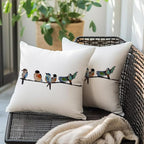 RABUSOFA Outdoor Birds Pillow Covers 20x20 Inch,Lumbar Small Throw Pillows for Couch,Spring Summer Hand-Painted Pillowcases,Teal Blue Pillows Decorative Throw Cushion Covers Cotton Linen for Sofa