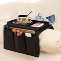 Sofa Armrest Organizer, Couch TV Remote Storage Organizer with Pockets for Recliner Armchair Snacks Glasses Smartphone Magazines Pouch (Black)