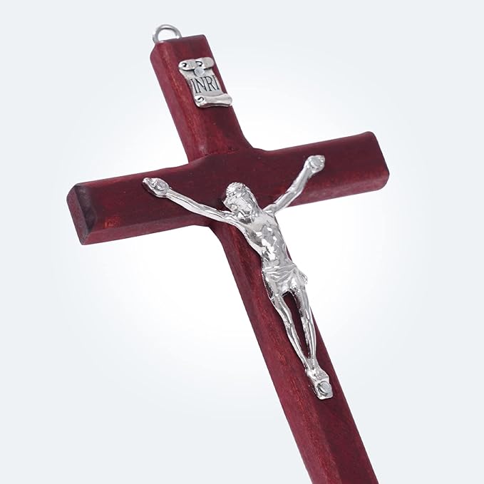 ZYFLSQ Catholic Crucifix Wall Cross 3 Pack, 4.7 inch Small Catholic Wooden Jesus Cross for Home Decor, Hanging Cross for Wall