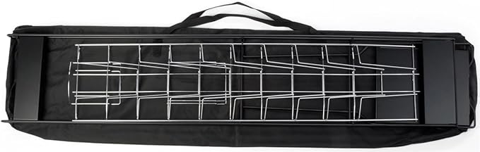 Portable Magazine Rack with 10 Pockets for 8.5x11 Catalogs, Carry Bag Included, 54"h Floor-Standing Literature Display with Tiered Design, Steel (Black)