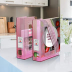 Acrimet Magazine File Holder Bin Storage, Vertical Rack for Documents, Folders and Mail, Durable Plastic Desk Organizer for Office & Home (Clear Pink Color) (2 Pack)