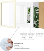 Egofine 11x14 Picture Frames Set of 4, Made of Solid Wood Covered by Plexiglass 5x7 and 8x10 with Mat or 11x14 without Mat, for Table Top Display and Wall Mounting Photo Frame Beige