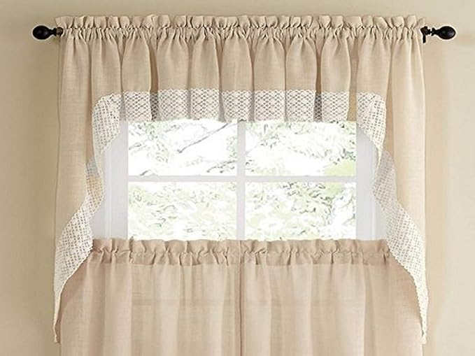 Kitchen Curtains for Windows ✅ 40+ Styles & Colors ✅ Swag, Valance, Tier Sets & Panels ✅ Cafe Curtains for Farmhouse, Rustic, Modern Décor, Salem French Vanilla, Swag