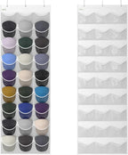 Unjumbly Baseball Hat Rack, 27 Pocket Over-The-Door Hat Organizer with Clear Deep Pockets to Display Baseball Caps Collection, Complete with 3 Over Door Hooks (White, 27 Pockets)