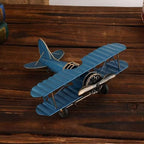 Jinglong Vintage Biplane Model Ornament Creative Metal Crafts Home Study Desktop Decoration Gift (Red)