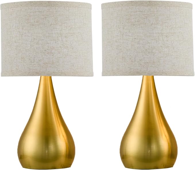 18.1'' Small Modern Touch Lamps for Nightstand Set of 2 with 3 Way Dimmable, Table Lamps for Living Room, Office, Bedside Lamps with Heavy Iron Base, Touch Switch, Bulb Included, Gold