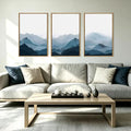 BINCUE Large Blue Mountain Wall Art Fog Blue Ridge Mountains Artwork Framed Minimalist Mountains Wall Decor Simple Mountain Pictures Landscape Artwork for Living Room Bedroom Office Farmhouse 24x36 Inch 3 Piece