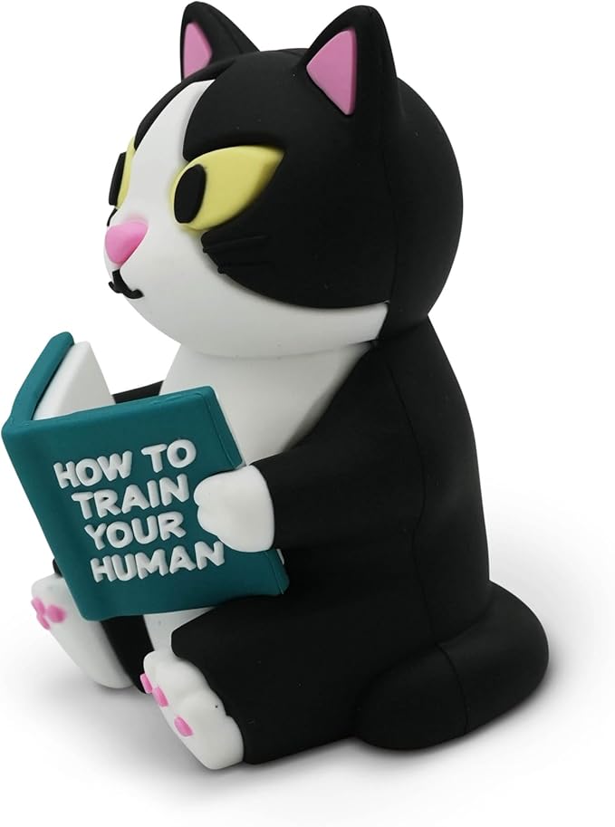 Little Readers – Cute Figurines for Bookshelves, Desks, Terrariums & Home Decor – Book-Loving Animal Statues - Cat