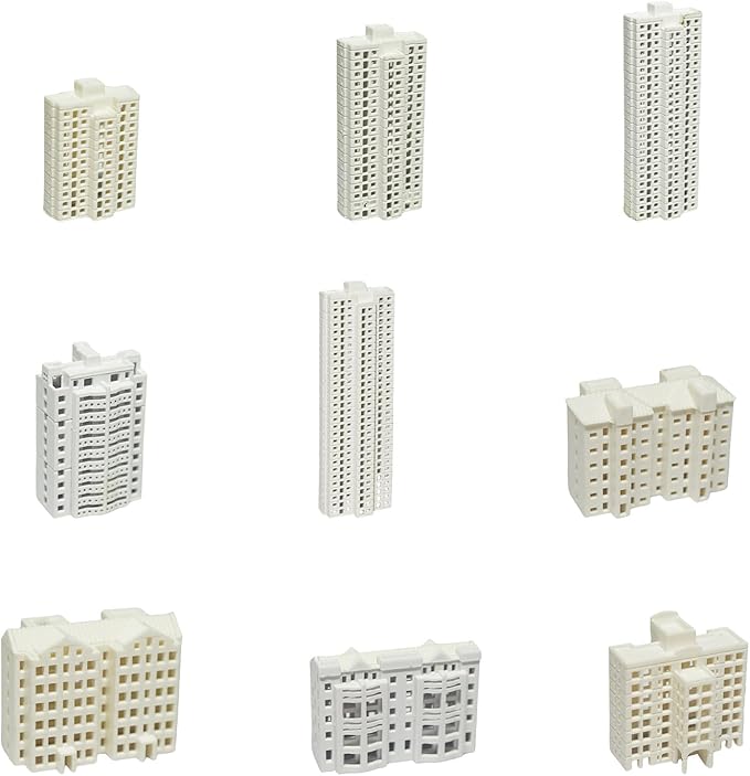 XISAOK Realistic Apartment Building Model Unpainted Craft Project Miniature Landscape Design 1/800s Scale Solid Structure Miniature Apartment Building Model