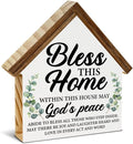Housewarming Gifts, Christian Home Decor, Gifts for New Home Owner, Bless this Home House Shaped Wooden Block Sign Living Room Decor for Desk Table Shelf