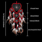 Dream Catcher with Feathers, Heart Shaped Dream Catcher Indians Traditional Love Net Wall Hanging Bedroom Home Car Decor (Beige)