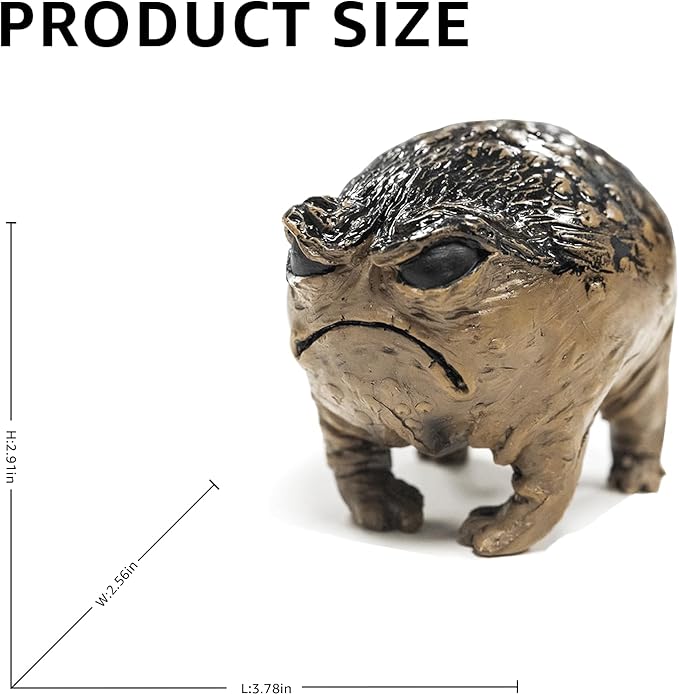 Grumpy Frog Statue, Frog Decor Figurine for Desk & Home, Weird Angry Frog Sculpture, Mini Frog Ornament, Unique Frog Gift with Box, 1pcs