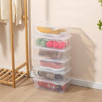 Shoe Storage Box Clear Plastic Stackable Storage box with Lid Durable Closet Containers for Shoes, Crafts and Art Supplies (12 Pack-6Qt)
