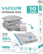 10 Pack Large Space Saver Vacuum Storage Bags Large Seal Bags for Bedding Compression Bags for Travel Comforters Blankets Bedding Pillows Luggage Hand Pump Included