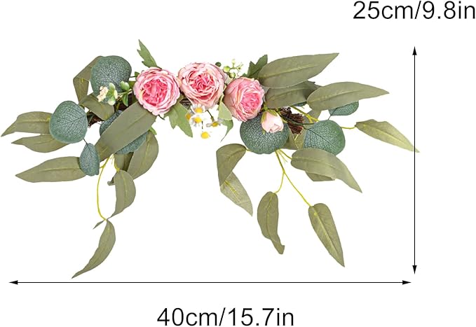Artificial Peony Swag, 15.7inch Pink Flowers Swag Floral Swag Arrangements Decorative Wedding Arch Flowers for Wedding Arch Front Door Wall Decor