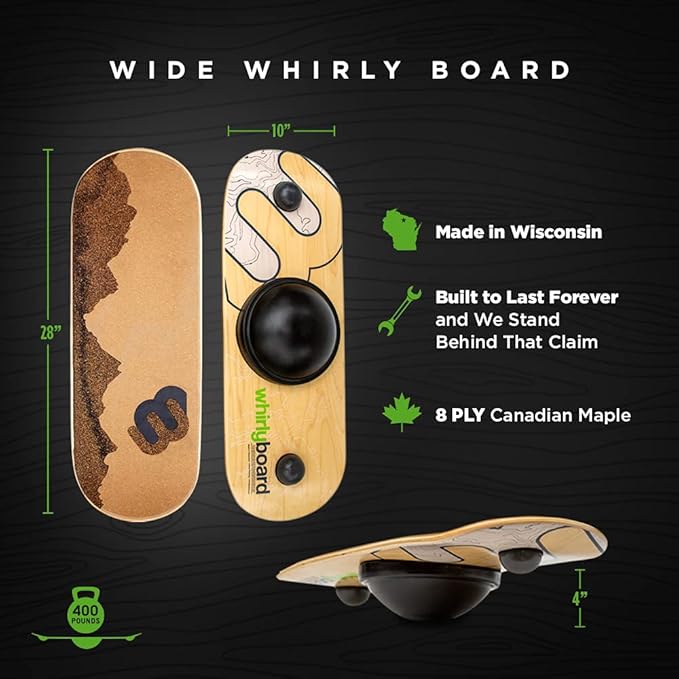 Whirly Board Wide 360˚ | Standing Desk Balance Board | Wobble Board Portable Home Gym | Snowboard Training | Surf trainer | Balance Board for Kids & Adults | Core Balance Trainer