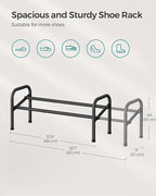 SONGMICS Expandable Shoe Rack, 1 Tier Shoe Rack Shelf, Adjustable Shoe Organizer Storage for 10 Pairs of Shoes, Metal Free Standing Shoe Racks for Closet, Front Door Entryway, Easy Assembly, Ink Black