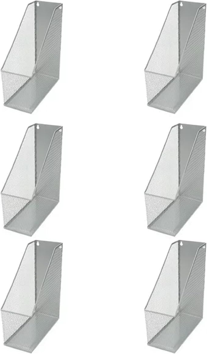 YBM HOME Mesh Steel Deluxe Magazine Rack, Extra Wide, Magazine File Holder 2258-6 (6, Silver)
