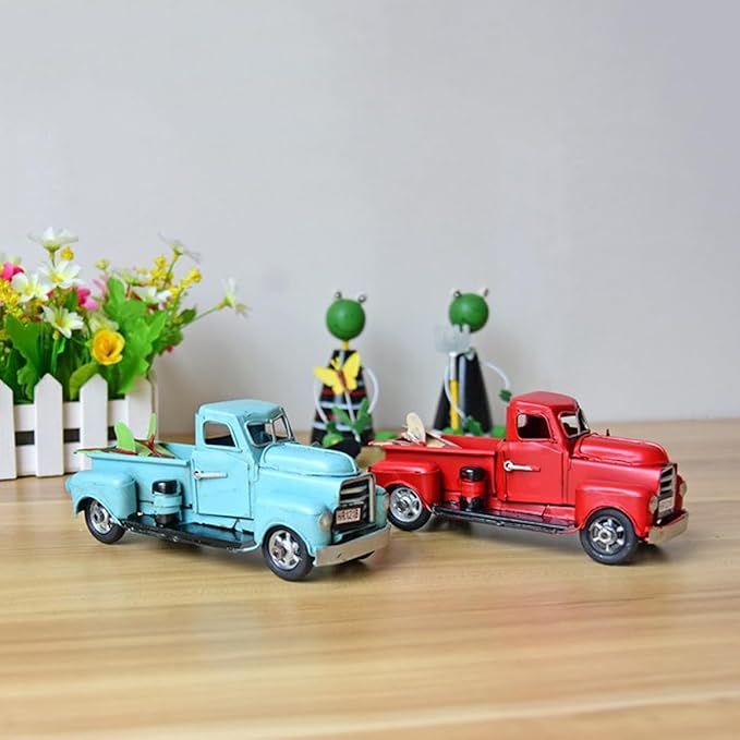 PRETYZOOM Vintage Handmade Iron Car Model Red Miniature Desktop Ornament Classic Vehicle Decor for Home Office Unique for Vehicle Lovers Craftsmanship Functional