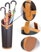 Indoor Entryway leather Umbrella bucket，Large Capacity Umbrella Storage stand，tall umbrella holder,For Hotel,Offices,home,Commercial(Black+brown)