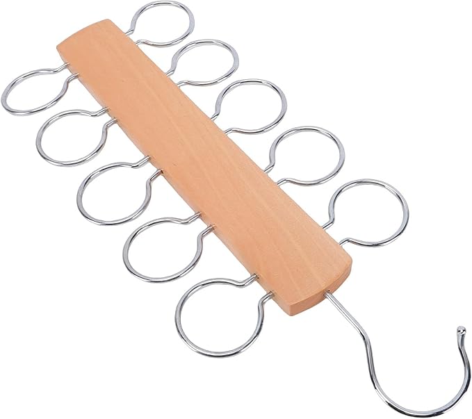 Yinhing 10 Hook Scarf Hanger, Wood Multi Functional Organizer for Scarves Ties Belts, with Smooth Edges and Resilient Design