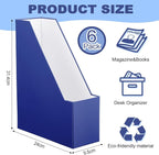 Feifeiya Magazine File Holder Set of 6 Stylish Sturdy Cardboard File Boxes Desk Organizer Beautiful Magazine Holder Rack with Gold Label Holder for Home Office Desktop Bookshelf Classroom (Navy Blue)