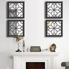 Wocred Set of 4 Mirrors Square Wall Mirror,Gorgeous Rustic Farmhouse Accent Mirror,Black Entry Mirror for Bathroom Renovation,Bedrooms,Living Rooms and More(12”x12”4pcs)