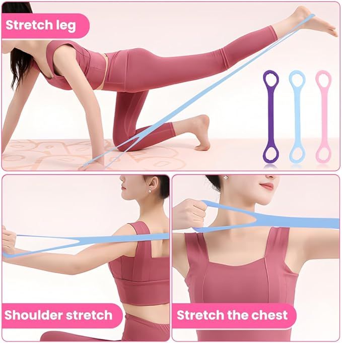 Figure 8 Fitness Resistance Band, 3pcs Arm Back Shoulder Exercise Bands Training Elastic Ropes for Working Out, Exercise Equipment for Physical Therapy,Yoga,Pilates, Stretching