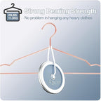 20 Pack Rose Gold Metal Hangers with Notches for Standard Suits Hangers for Shirts, Coats, Pants, Heavy-Duty & Space-Saving