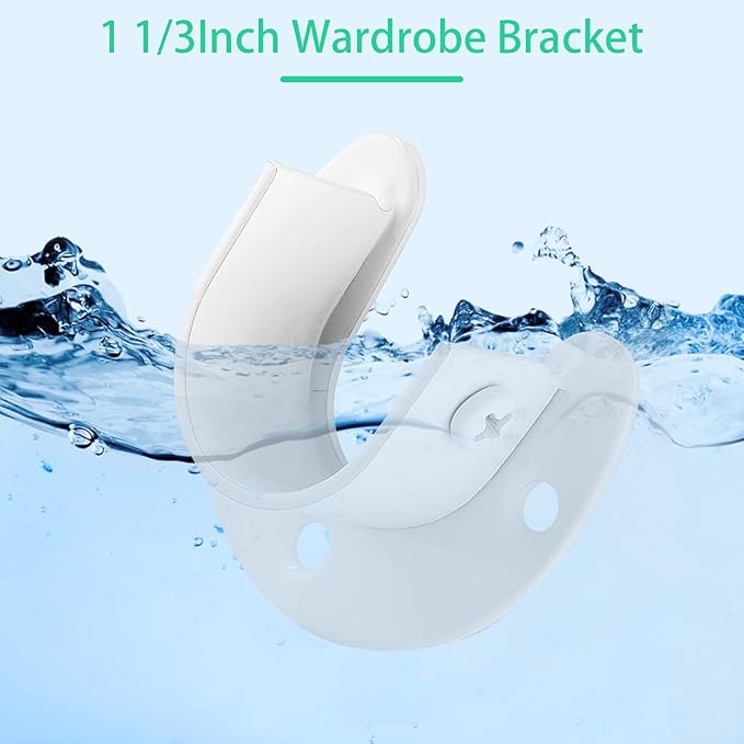 8 Packs Stainless Steel Closet Rod End Supports 1-1/3 Inch Wardrobe Bracket Heavy Duty Closet Pole Sockets Flange Rod Holder, U-Shaped with Screws, White