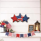 Wooden 4th of July Decorations Patriotic Wreaths for Front Door Independence Day Decorations Star Sign Welcome Memorial Day Hanging for Home Wall Decor Outdoor Indoor Red White and Blue Wreath 10