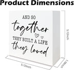 Motivational Home Decoration, And So Together They Built A Life They Loved, Farmhouse Wooden Signs, Positive Quote Sign, Home Desk Decor, Housewarming Gift, Box Sign Decor Tabletop, 5.1x5.1inches