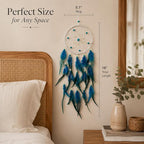 Handmade Turquoise Blue Dream Catcher for Boy– Glow in The Dark Wall Hanging Decor for Boys Girls Bedroom, Nursery, Kids Room, Birthday