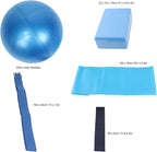 5 Piece Yoga Set, Yoga Blocks with Stretch Belt, Latex Towel, and, Complete Workout Kit for Home Gym, Studio or oor Exercise, Blue