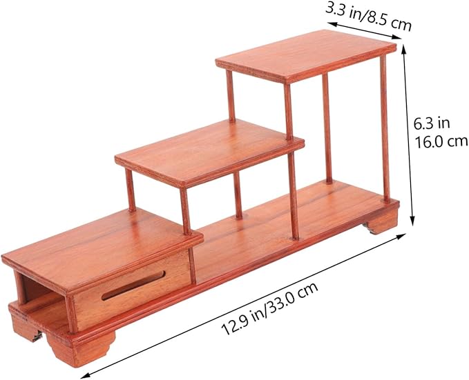 LIFKOME Tiered Wooden Display Riser Stand Pedestal for Home Decor Statues Holder
