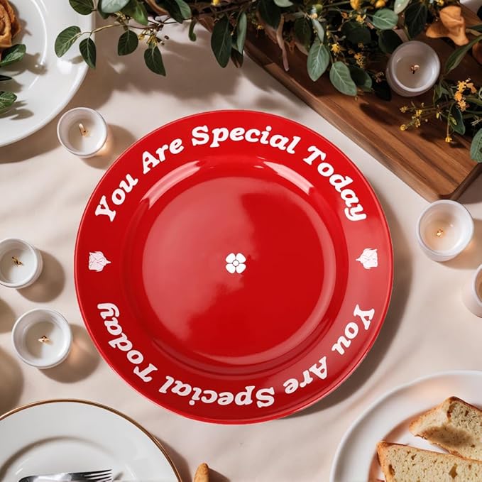 You Are Special Today Red Plate – 10.6" Ceramic Celebration Plates for Birthdays, Weddings, Anniversaries, Baby Showers, Graduations, Milestones, and Other Special Days (Red Plate)
