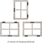 Sintosin Small Rustic Window Frame Wall Decor 12 X 16 Inch, Hanging Handmade Washed White Wooden Farmhouse Faux Window Wall Decor for Living Room Bedroom Entryway Hallway, Horizontal or Vertical
