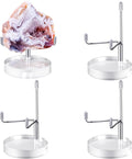 Suzile 4 Pcs Adjustable Metal Arm Display Stand Easel with Acrylic Base Rock Display Easel Holder Acrylic Crystal Clear Plate Stand for Geodes Mineral Agate(Silver,2.8 x 2.8 x 4.1 Inch)
