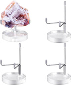 Suzile 4 Pcs Adjustable Metal Arm Display Stand Easel with Acrylic Base Rock Display Easel Holder Acrylic Crystal Clear Plate Stand for Geodes Mineral Agate(Silver,2.8 x 2.8 x 4.1 Inch)