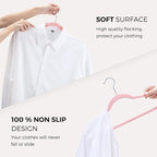 HOUSE DAY Premium Velvet Hangers 100 Pack Light Pink, Non-Slip Flocked Felt Hangers, Sturdy Clothes Hanger with 360° Rotatable Hook, Heavy Duty Durable Slim Coat Hanger for Closet Space Saving